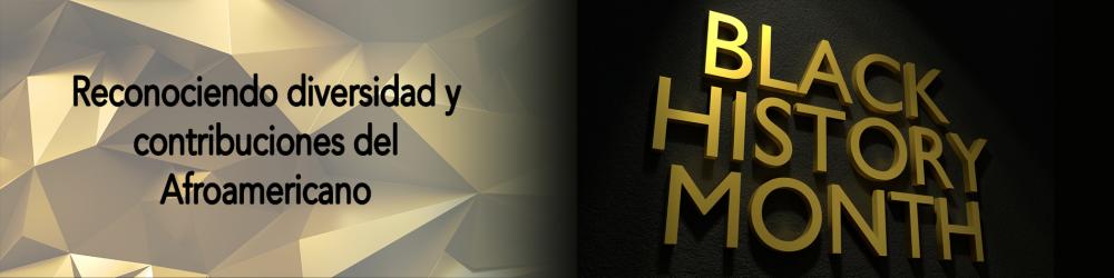 Black and Gold background with phrase Recognizing the diversity and contributions of African Americans