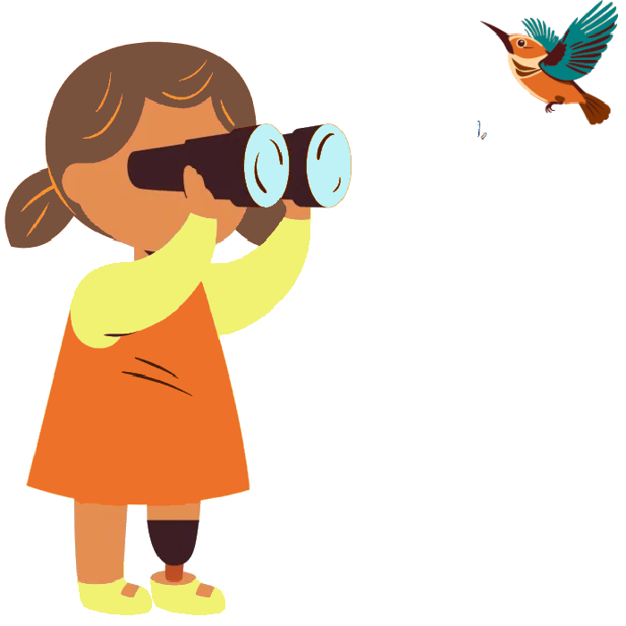 girl looking through binoculars